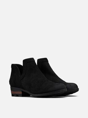 Sorel Women's Black Lolla Cut-Out Leather Slip-On Classic Ankle Bootie Size 7.5